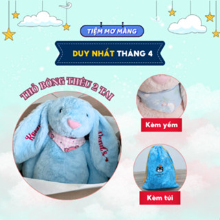 Combo Thỏ bông Jellycat Tiệm Mơ Màng thêu tên 2 tai theo yêu cầu kèm túi dustbag và yếm đeo cổ