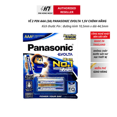Vỉ 2 Viên Pin AAA ( LR03 ) 1,5V Panasonic Evolta LR03EG/2B Hàng chính hãng