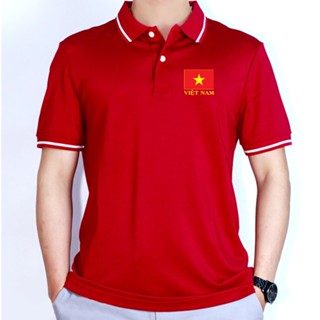 Áo Polo Cá Sấu Cờ Đỏ Sao Vàng Andromeda Màu Đỏ In Lá Cờ Việt Nam Chất Liệu Cá Sấu Mè