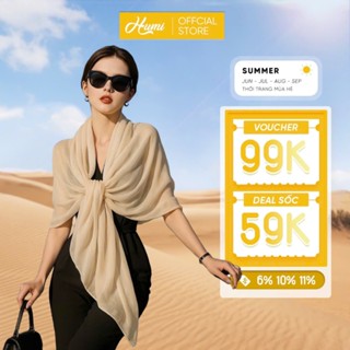 Khăn lụa quàng cổ HUMI khăn choàng cổ nữ satin trơn mùa hè chất mềm mịn dễ phối đồ đa dạng màu sắc