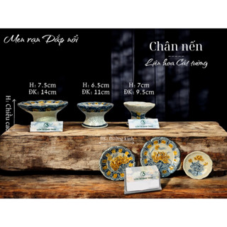 Chân nến thờ, chân thắp nến, đế thắp nến gốm sứ men rạn Bát Tràng chuẩn đẹp