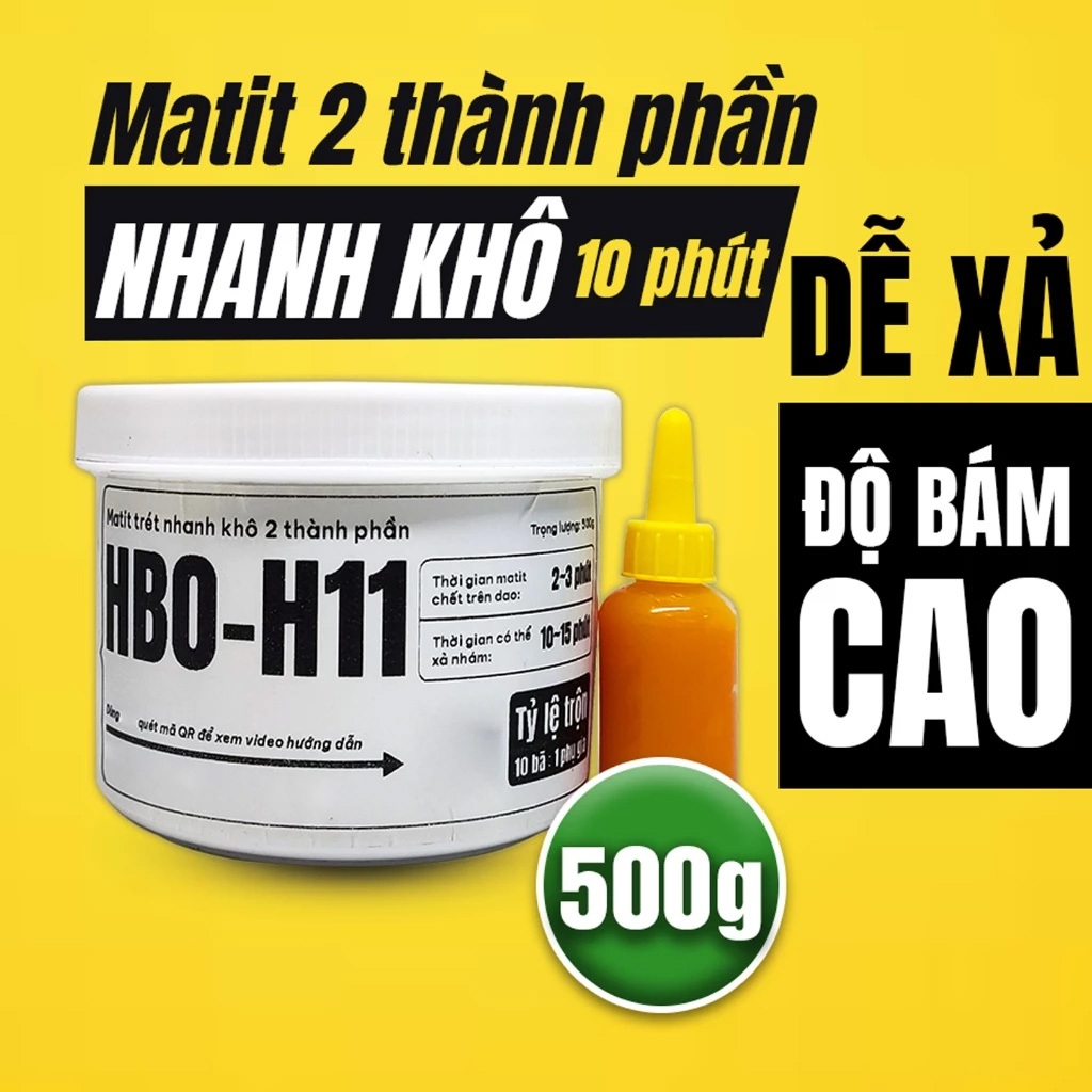 Matit trét nhanh khô 2 thành phần HBO-H11, trọng lượng 500g