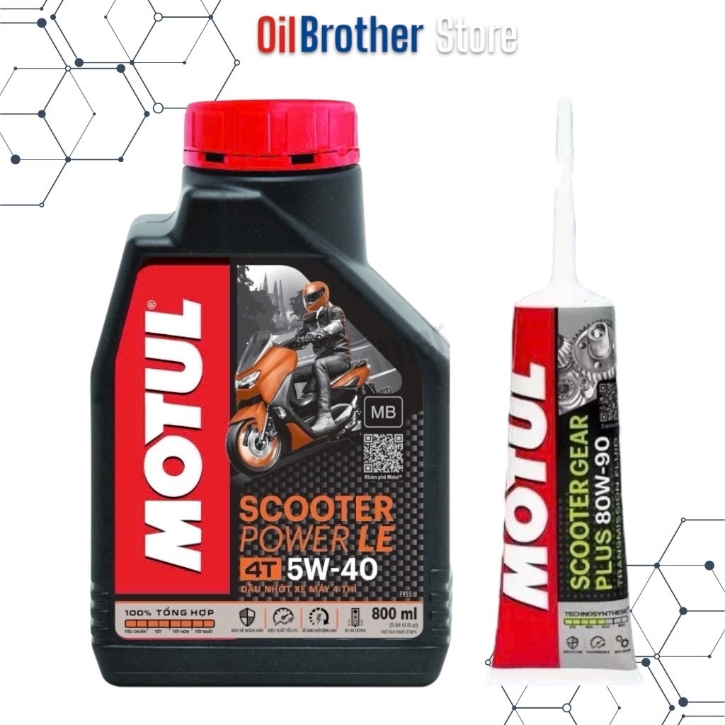 Combo Motul Scooter Power LE 5w40 800ml nhớt hộp số 120ml