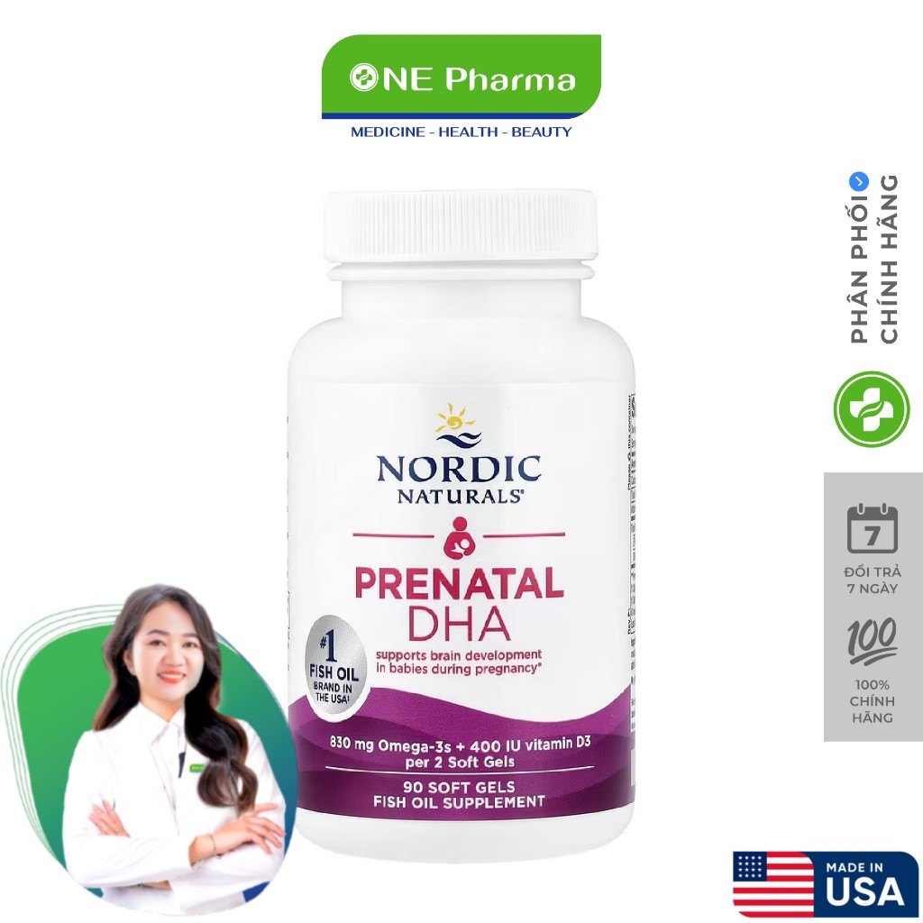 Viên Uống Bổ Sung DHA Prenatal DHA Nordic Naturals 90 Viên - Bổ sung DHA cho mẹ bầu & mẹ sau sinh
