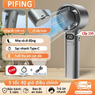  Quạt Cầm Tay Mini thể sạc lại Gió mạnh 150 Gear Tốc độ gió Thân kim loại LED Quạt Turbo có 15000mAh 