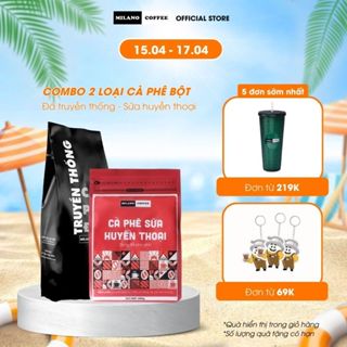 Combo 2 gói Cà phê bột Milano loại cà phê Đá 1 Truyền Thống & Sữa Huyền thoại 250g