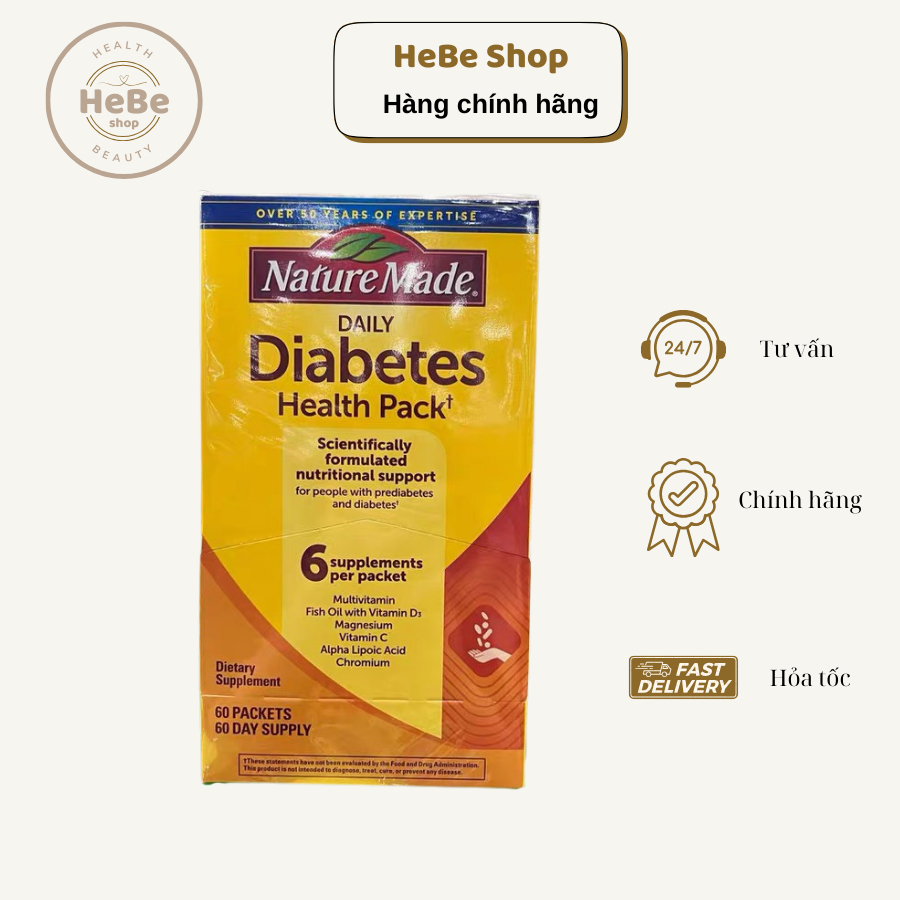 Vitamin cho người tiểu đường Diabetes Health Pack Nature Made hộp 60 gói của Mỹ