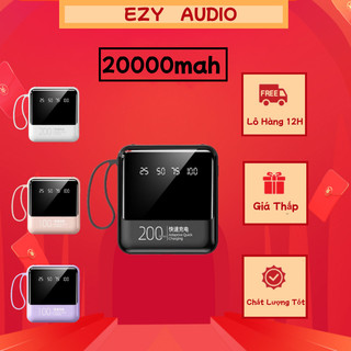 12H 20000mAh Sạc Dự Phòng Dung Lượng Lớn Ligning, Micro USB  Có Đèn Led Bảo Tích Hợp Sẵn 4 Dây
