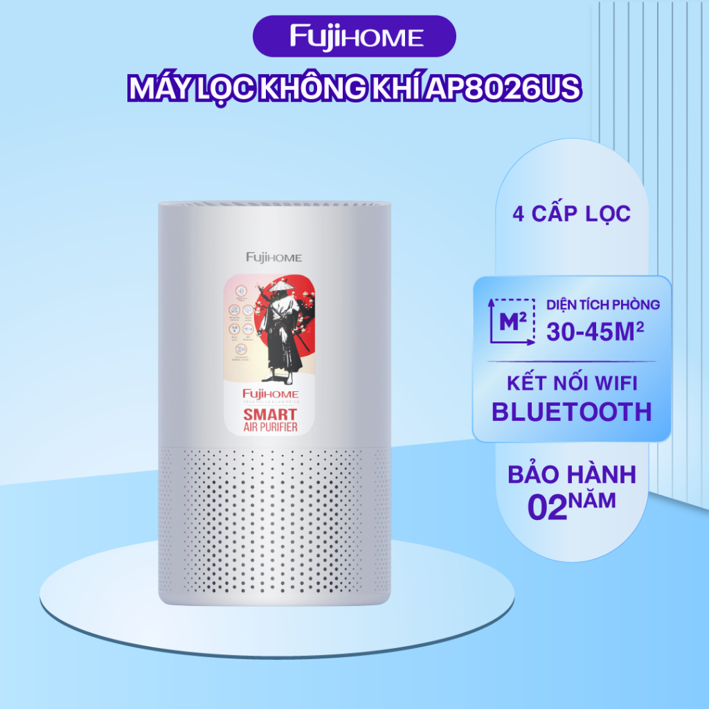 Máy lọc không khí UV Led FUJIHOME AP8026US , 4 cấp màng HEPA lọc bụi mịn PM2.5
