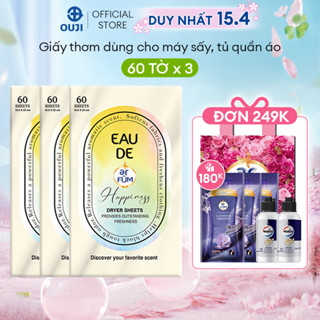 [DUY NHẤT 15-17/4] Combo 3 Giấy Thơm Arfum Làm Mềm Vải Và Chống Tĩnh Điện, Khử Mùi Tủ Giày, Tủ Quần Áo (60 Tờ/ Hộp)