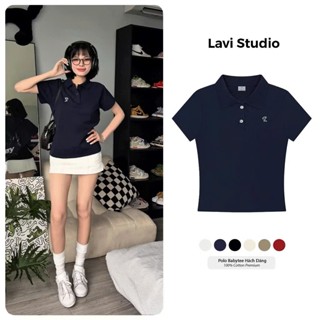 Áo POLO BABYTEE Local Brand Lavi Studio / Logo Thêu Đứng Form Hách Dáng Ôm Body Tôn Dáng
