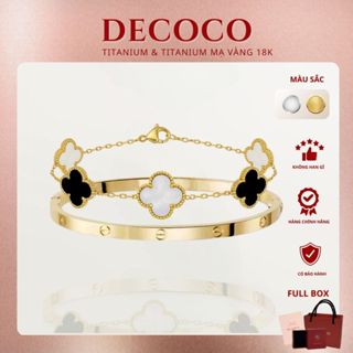 Set vòng tay nữ Cỏ 4 Lá titan không han gỉ LAKI DECOCO ( kèm Túi giấy + Hộp + Thiệp )