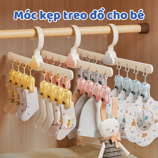 Móc treo quần áo trẻ em, móc kẹp tất vớ, đồ lót xoay 360 độ , móc phơi đồ cho bé đa năng tiết kiệm không gian