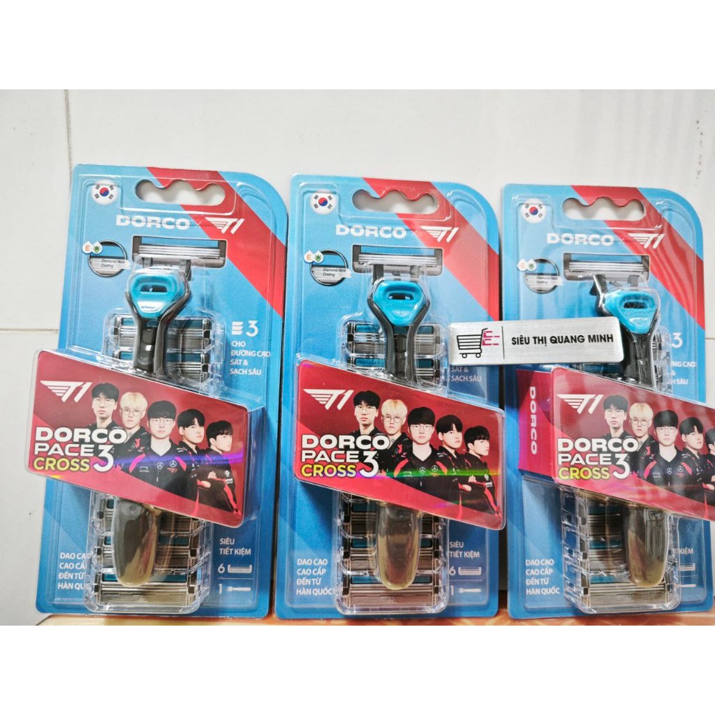 Bộ Dao Cạo Râu Dorco Pace Cross 3, 1 Bàn Cạo + 6 Bộ 3 Lưỡi Cạo Thay