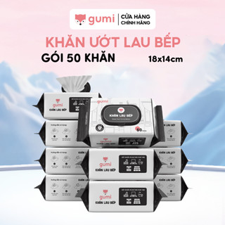 Khăn giấy ướt lau bếp Gumi gói 80 tờ size lớn khử mùi tẩy dầu mỡ gian bếp