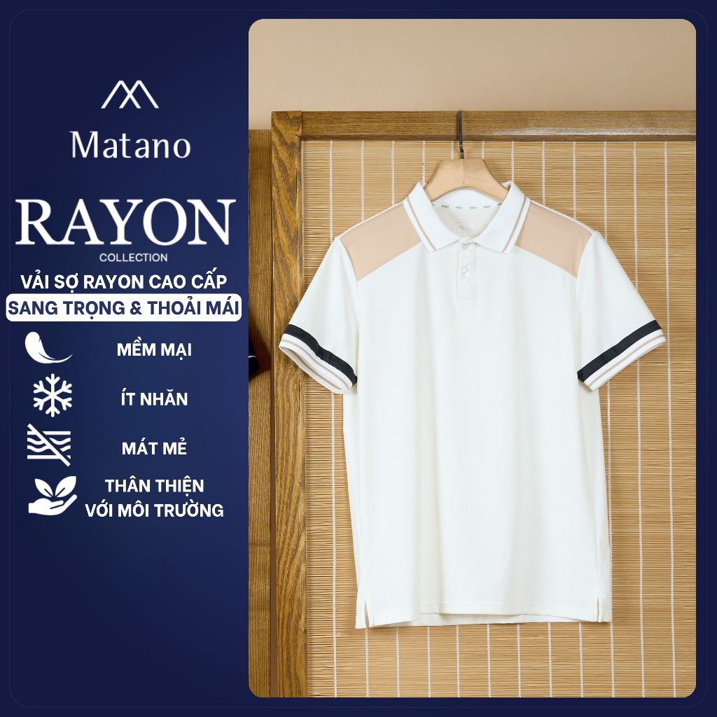 Áo Polo Rayon Rã Phối Form Slimfit MATANO PO159 ôm tôn dáng, vải mềm mịn, thấm hút, thoáng mát