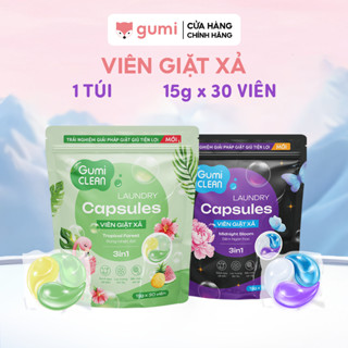  Túi 30 Viên giặt xả quần áo tiện lợi Gumi 3in1 hương thơm tươi mát làm sạch lưu hương bền màu. 