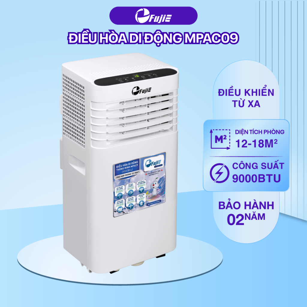 Điều hòa di động nhập khẩu FUJIE MPAC9  - Công suất làm lạnh 9000BTU - Bảo hành điện tử 24 tháng, công nghệ khử ổn