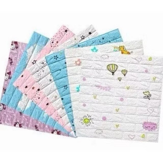 (Combo 40 tấm ) Xốp Dán Tường 3D Họa Tiết Hoạt Hình KT 70x40cm Có Keo Sẵn Mẫu Mới Dày 5mm