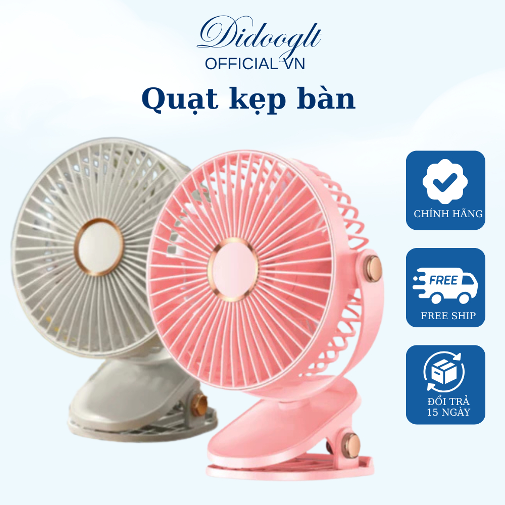 Quạt Kẹp Để Bàn Didooglt Quạt Mini Tích Điện 5 mức độ có đèn led pin 5000 MHA Và 10000 MHA cao cấp