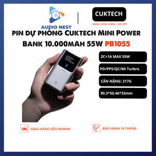 Pin Dự Phòng Cuktech PB1055 Mini Power Bank 10.000mAh 55W PD/PPS/QC/Mi Turbro - Bảo Hành 18 Tháng