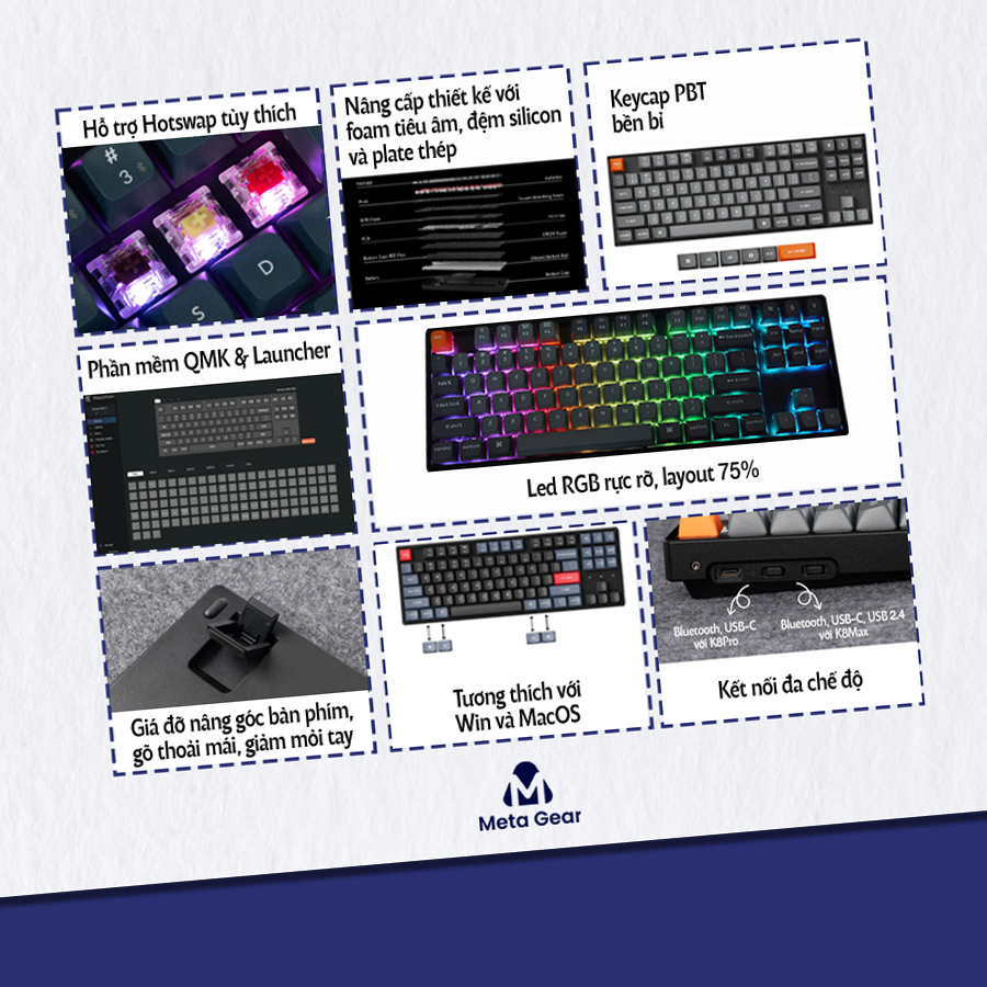 Bàn Phím Cơ Keychron K8 Pro, Bàn Phím Cơ Keychron K8 Max 3 Mode Kết Nối - Hỗ trợ QMK/VIA - Kết nối không dây | BigBuy360 - bigbuy360.vn