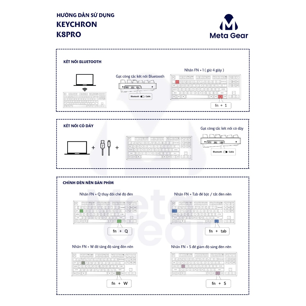 Bàn Phím Cơ Keychron K8 Pro, Bàn Phím Cơ Keychron K8 Max 3 Mode Kết Nối - Hỗ trợ QMK/VIA - Kết nối không dây | BigBuy360 - bigbuy360.vn