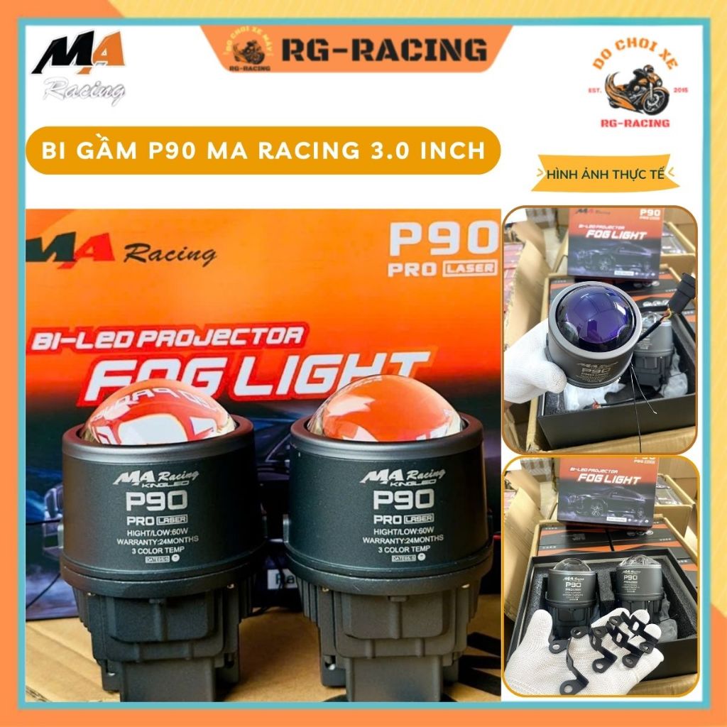 Đèn Bi Gầm P90 Plus MA RACING 65W  Màu Chuyển Đổi, Chiếu Xa Trợ Pha Laser, Bảo Hành 24 Tháng