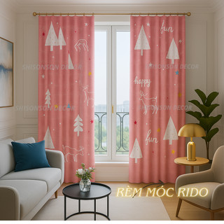 Rèm Che Gác Phòng Trọ, Rèm Ngăn Tách Phòng Vải Polly Este Với Nhiều Kích Cỡ Họa Tiết Sử Dụng Mốc Treo