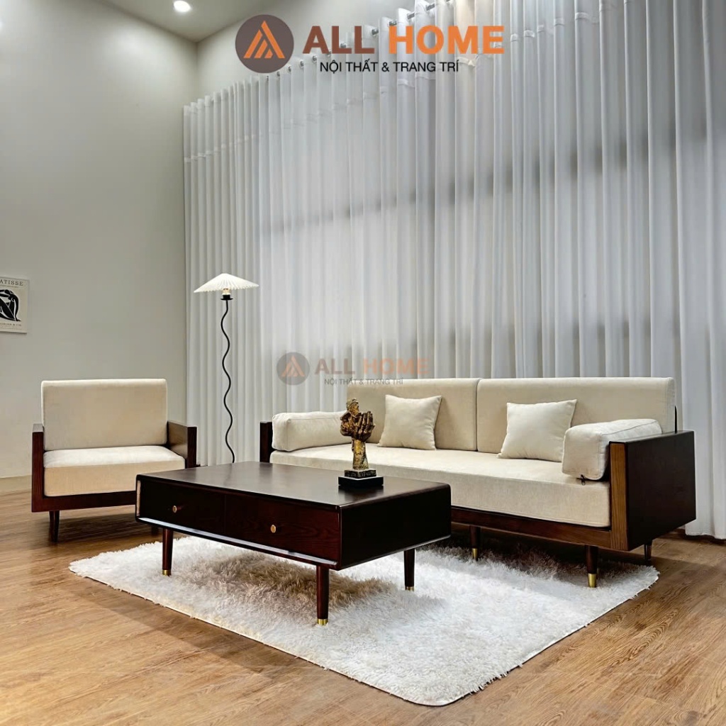 Sofa Gỗ Hiện Đại G08 ALLHOME Chất Liệu Gỗ Sồi LÀm Theo Kích Thước Yêu Cầu