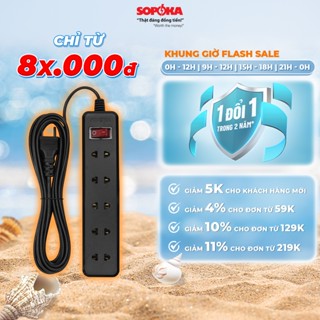 Ổ cắm điện, Ổ cắm điện đa năng SOPOKA mã S tiện lợi chịu tải 1200W an toàn BẢO HÀNH 24 THÁNG