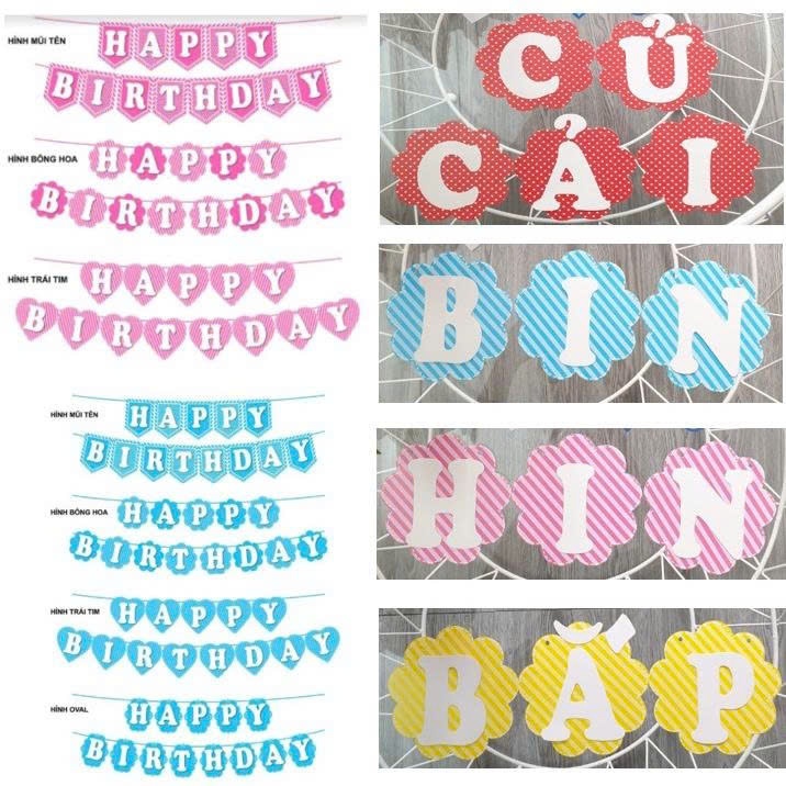 Dây Tên Trang Trí Sinh Nhật Theo Yêu Cầu (Đặt Theo Số Lượng Chữ Cái), Dây Chữ Ghép Tên Bé Theo Yêu Cầu