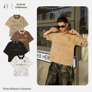 Áo Polo Local Brand STEVE URBANIA  Nam Nữ Cộc Tay,Chất Vải Cotton Vải Wash Loang, Áo Polo Phong Cách Đường phố - PL01