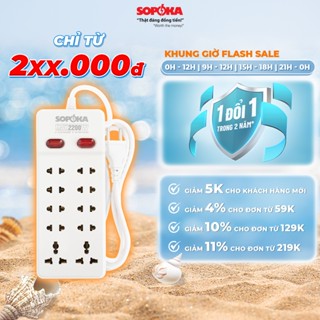 Ổ Cắm Điện Đa Năng Thông Minh 10Y SOPOKA 10 Lỗ Có Công Tắc Dây Dài 2M 4M 6M Chống Nước Chống Giật An Toàn Khi Đi Du Lịch