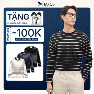 Áo thun nam tay dài STRIPED HAFOS EZ COLLECTION, áo thun dài tay kẻ sọc ngang chất liệu thoáng mát, áo phông tay dài nam