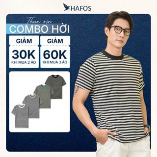 Áo thun kẻ sọc ngắn tay HAFOS , áo phông nam nữ sọc ngang, chất liệu thun cotton, đứng form, thoáng mát hút mồ hôi.