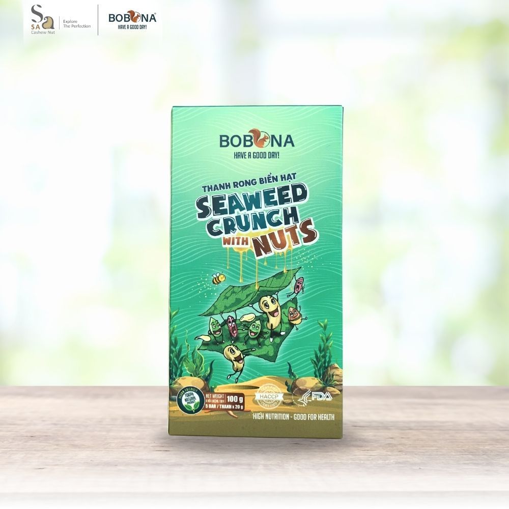 Thanh Hạt Rong Biển BOBONA 100g – Bánh Healthy, Dinh Dưỡng Tiện Lợi - Sa Cashew Nut
