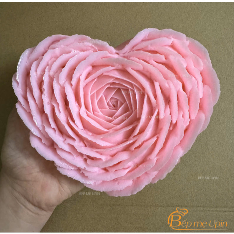 Khuôn silicon hoa hồng mặt hoa hồng hình tim to mã k41