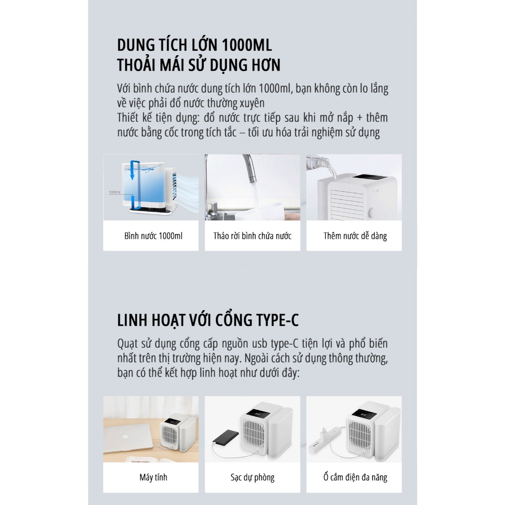 Điều Hòa Mini miLife Làm Mát Hơi Nước  - Quạt Điều Hòa Mini miLife Để Bàn Nhỏ Gọn Tiện Lợi | BigBuy360 - bigbuy360.vn