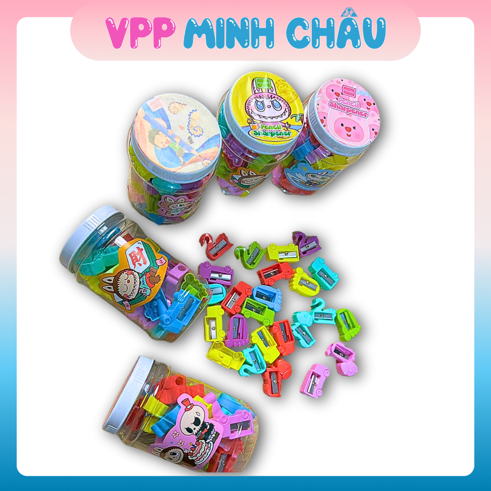 Hộp 12/24 GỌT BÚT CHÌ nhiều màu sắc hình dáng cute cho bé lưỡi chuốt sắc gọt bút dễ dàng, dùng làm phần thưởng học sinh