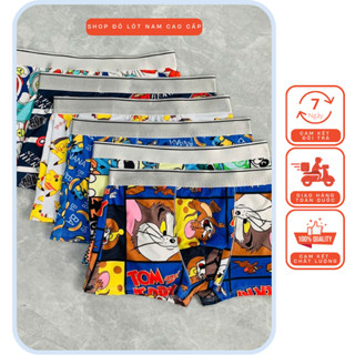Combo 5 quần sịp đùi Boxer nam họa tiết nam thun lạnh cao cấp hình minon,panda,pika,tom và jerry,...