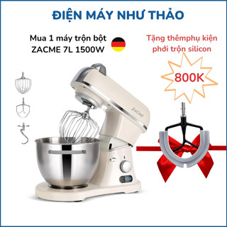 (Bản nội địa Đức) Máy nhào bột ZACME 7L 1500W có hẹn giờ thân kim loại- trộn 1.5 kg bột chỉ 5 phút