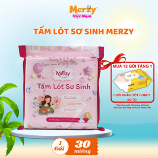 [mua 12 gói tặng 1 KU 100 tờ]Miếng lót sơ sinh Merzy mềm mại, tấm lót chống thấm cho bé 30 miếng