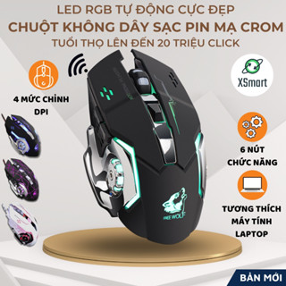 Chuột không dây chuyên GAME Wolf X8 PRO NÂNG CẤP Wireless 2.4GHz SIÊU NGẦU, Tự động đổi màu sắc