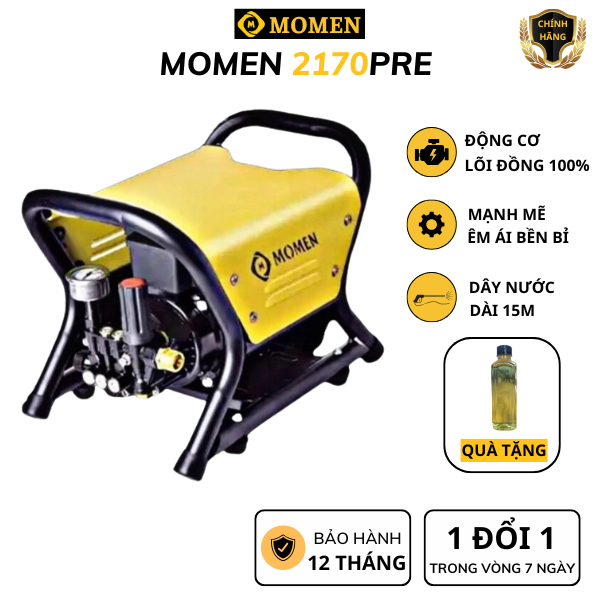  Máy rửa xe cao áp Momen2170pre động cơ lõi Đồng,dây dài 15m,sử dụng xịt rửa gia đình,ô tô xe máy,bảo hành 12 tháng 