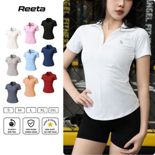Áo polo thể thao nữ Reeta cổ áo khoá kéo,chất liệu thun co giãn,mềm mịn tập tennis, cầu lông, pickleball,chạy bộ...A3038