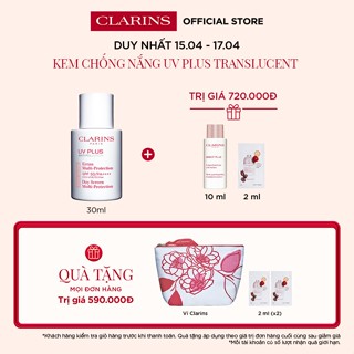 Kem Chống Nắng Chống Ô Nhiễm Clarins UV Plus Anti-Pollution SPF50 PA++++ UVA UVB Day Screen 30ml
