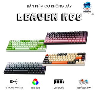 Bàn phím cơ Bluetooth Không dây Leaven K68 - Led RGB - Có hot-swap - Keycap Xuyên LED - APP điều chỉnh