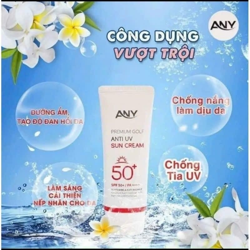 tặng 1nạ cừu - Kem Chống Nắng ANY Premium Golf Anti UV Sun Cream Tone Up 60ml, SPF 50+