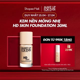 Kem nền mỏng mịn tệp da Make Up For Ever HD Skin Foundation 30ml
